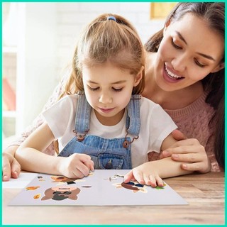 Hình Dán Mặt Động Vật Hoạt Hình Xếp Hình Mặt Dán Bộ Động Vật Thủ Công Cho Trẻ Em Miếng Dán Tấm Cho Goodie Túi Trẻ Em hjuvn
