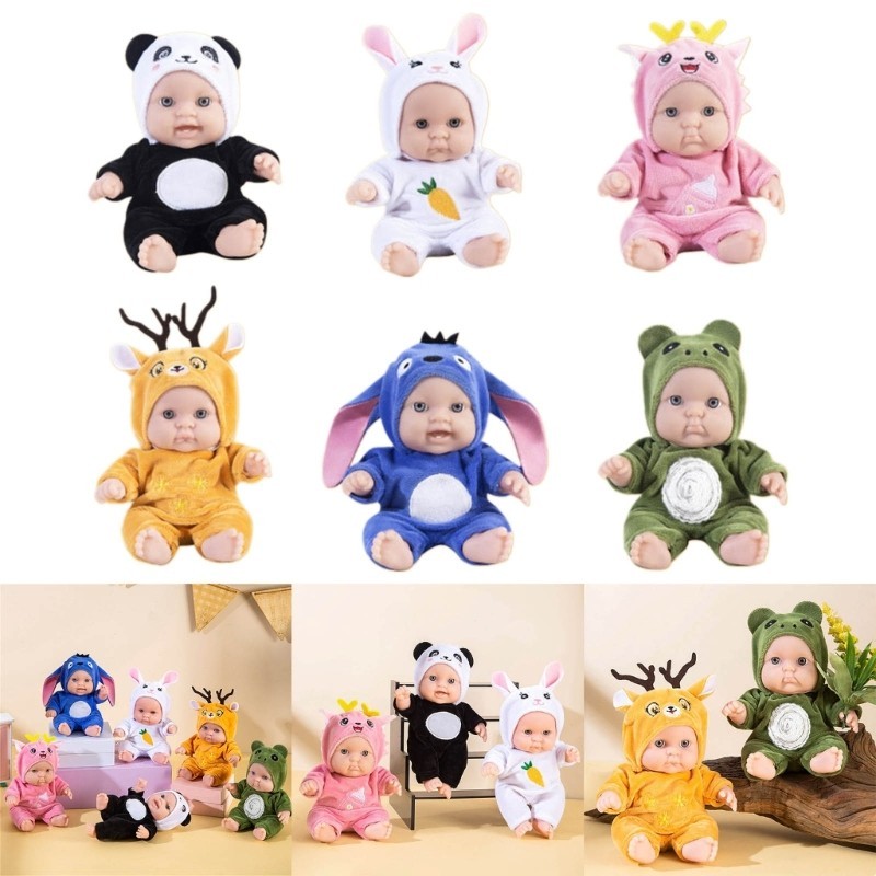 Hi 8 inch Búp bê mở mắt búp bê Búp bê silicon thực tế trong quần áo