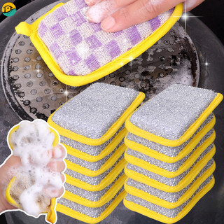 5 Chiếc Tròn / Vuông Rửa Chén Xốp Lau Có Thể Giặt Được Hai Mặt Dây Bạc Chảo Nồi Bát Bàn Chải Giặt Những Điều Hữu Ích Cho Dụng Cụ Vệ Sinh Nhà Bếp