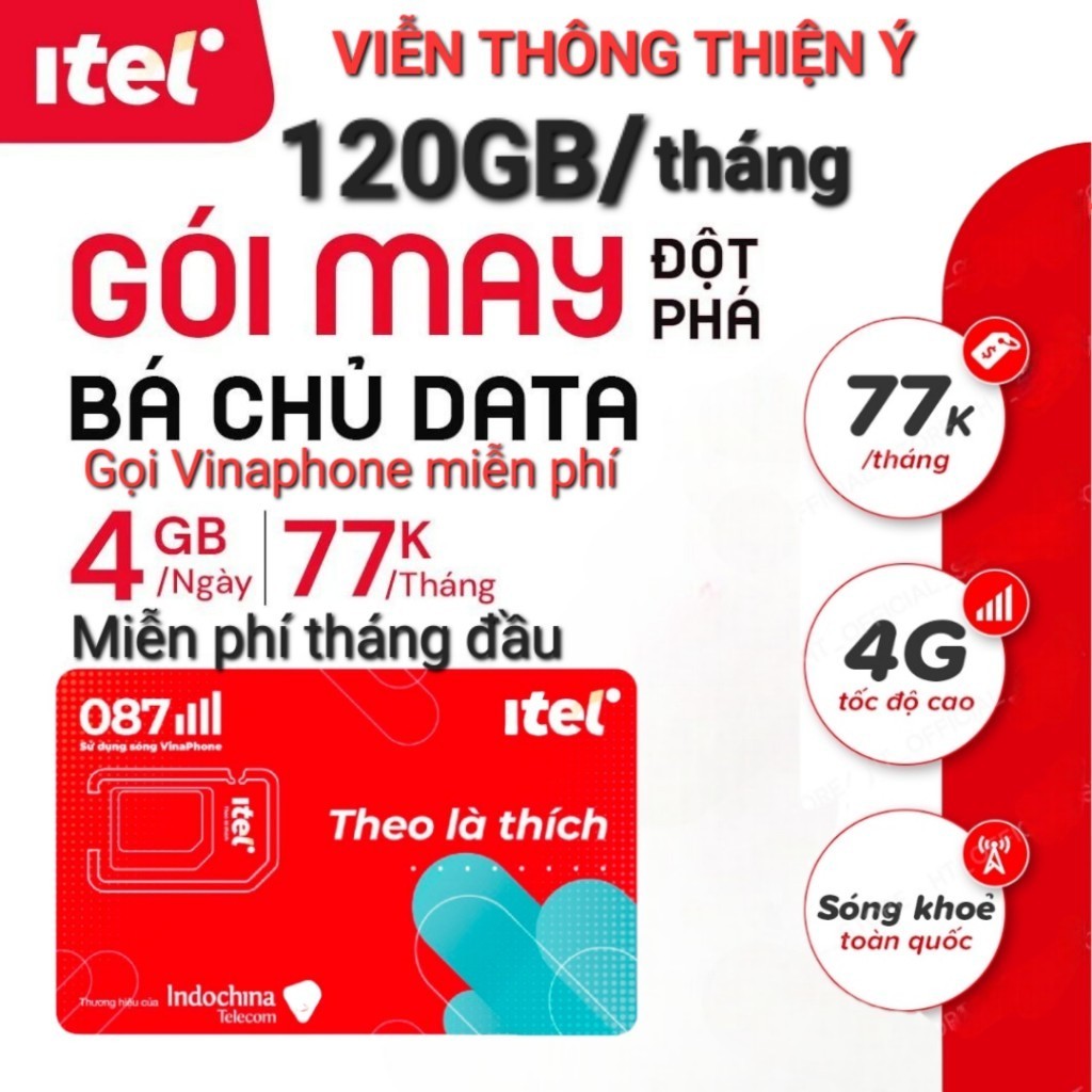 SIM DATA 4G 120Gb/tháng{ Mobifone & Vinaphone }gọi Vinaphone miễn phí
