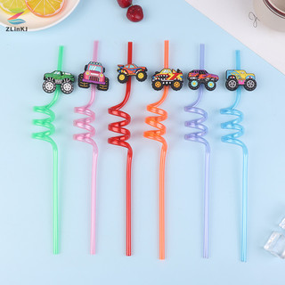 Zlinkj 6 Ống Hút Uống Hình Ô Tô Cho Xe Tải Chủ Đề Sinh Nhật Ủng Hộ Có Thể Tái Sử Dụng Đua Xe Ống Hút Cho Hoạt Hình Xe Bánh Xe Đảng Mới