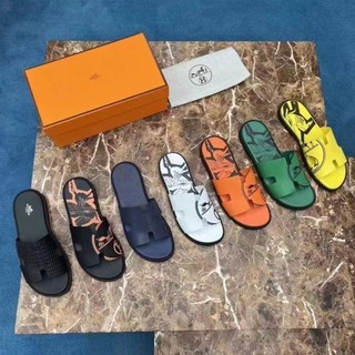 Hermes European Station NewHHome Men's Slippers Outerwear2023Summer Fashion Brand Flip-Flops Men's Shoes Home SandalshMen's Slippers