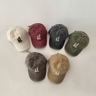 Mũ bóng chày trẻ em Wash Cowboy Do Old Alphabet Hat Baby thêu Soft Top Cap