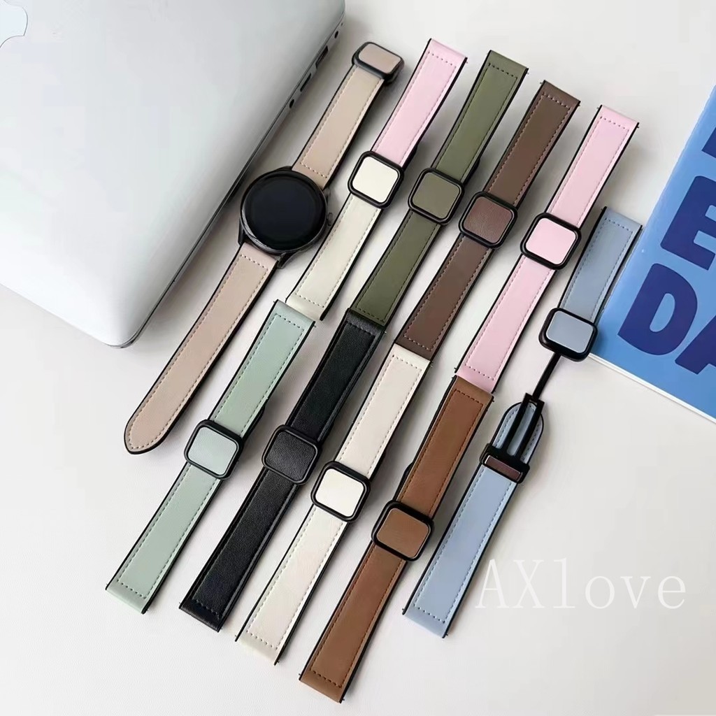 Dây đeo silicon bằng da 20mm 22mm cho Samsung Galaxy Watch 6 / 5 / 4 44mm 40mm Vòng đeo tay silicon 