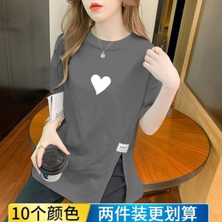 In Hình Giữa Chiều Dài Cotton Size Lớn Chia Top Áo Thun Nữ Mùa Hè 2024 Phong Cách Mới