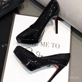  12cm Đen Chống Thấm Nước Nền Tảng Giày Cao Gót Nữ Stiletto Siêu Cao Gót Giày Nữ 2024 Phong Cách Mới Gợi Cảm Mũi Nhọn Giày Nữ 