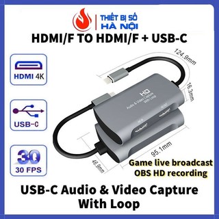 Capture card video 1080p hd type-c - ghi game usb, hdmi, phát trực tiếp, tương thích ps4/5