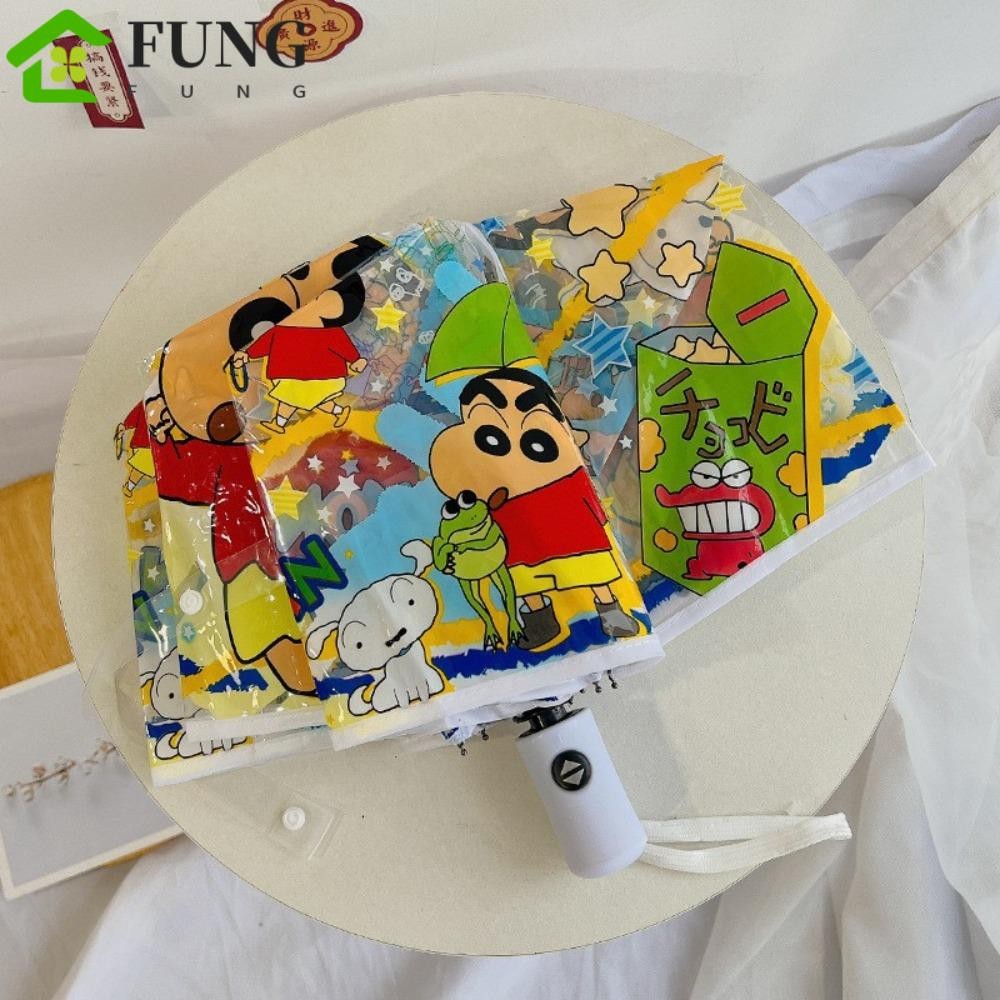 Fung Crayon Shin chan Ô tự động, Ô che nắng gấp in hình chó trong suốt Shin chan, Tấm che nắng chống