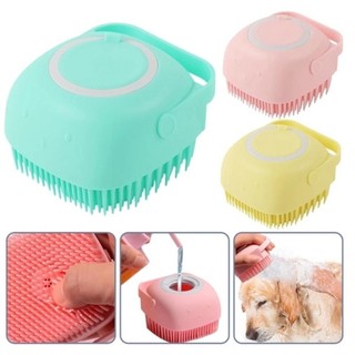 Bàn Chải Tắm Cho Chó Mèo Bằng Silicon Mềm Mại Có Chỗ Đựng Sữa Tắm