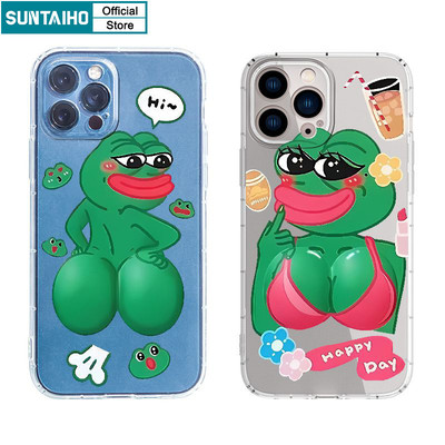 Suntaiho Ngộ nghĩnh Vỏ Độc Đáo Hoạt Hình Họa Tiết Ếch Ốp Điện Thoại Cho Iphone 11 12 13 14 15 16 Pro Max IP 7 8 Plus Iphon X Xs XR Xs Max TPU Mềm Cao Cấp Chống Sốc Ốp Lưng