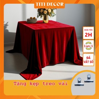 Khăn Trải Bàn Nhung Đỏ Trang Trí Tết 2025, Vải Đỏ Decor Tết - TiTi Decor
