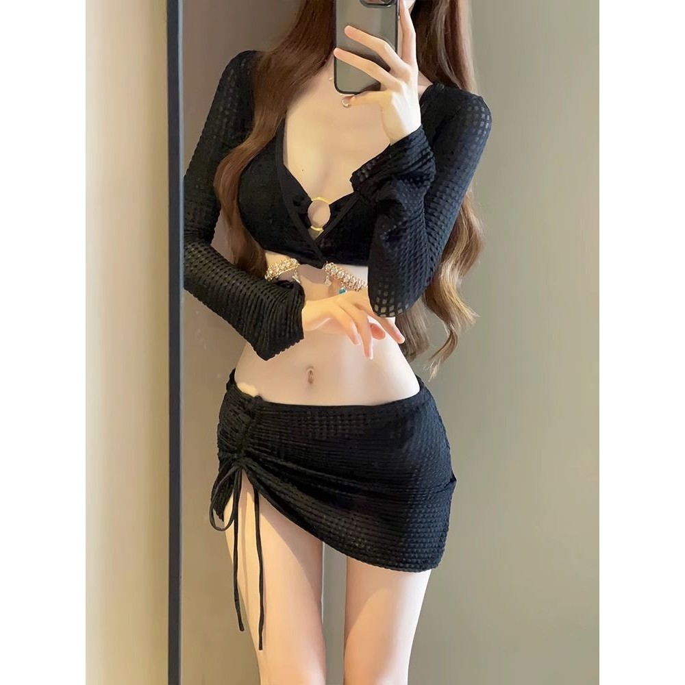 Set bộ đồ bơi bikini 4 chi tiết mix dây charm bling bling cột eo hack dáng hottrend mùa hè AHA BKN18 | BigBuy360 - bigbuy360.vn