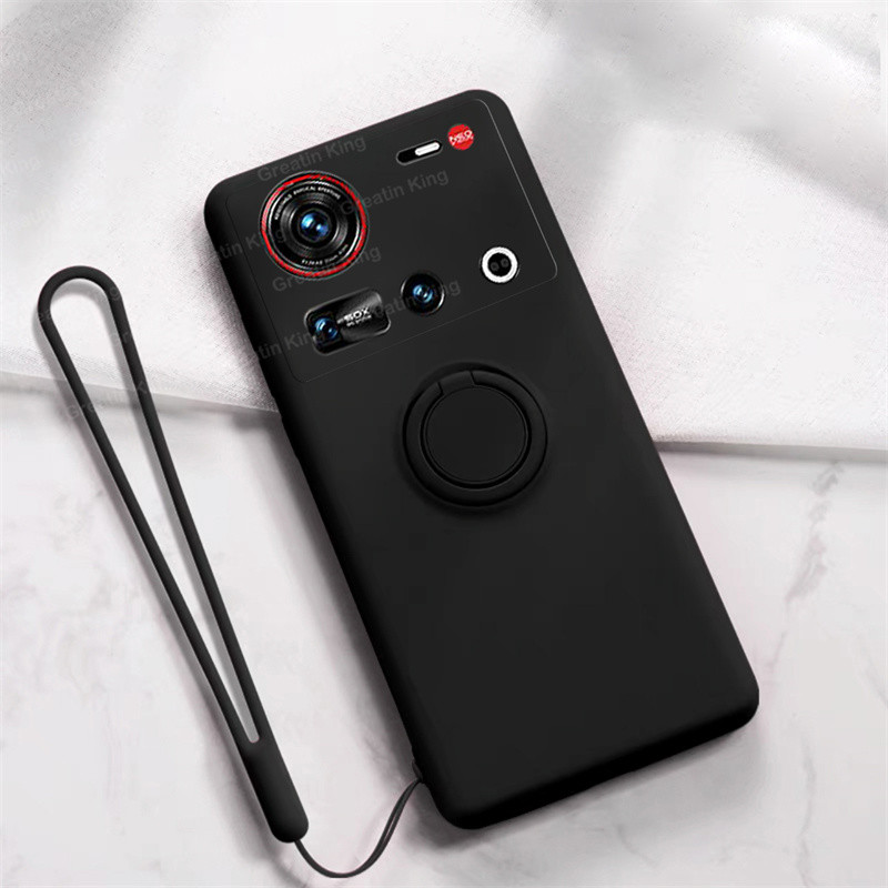 Nubia Z70 Ultra NX733J NX736J Z60 Ultra NX721J Ốp Lưng TPU Mềm Kim Loại Đen Giá Đỡ Điện Thoại Từ Tín