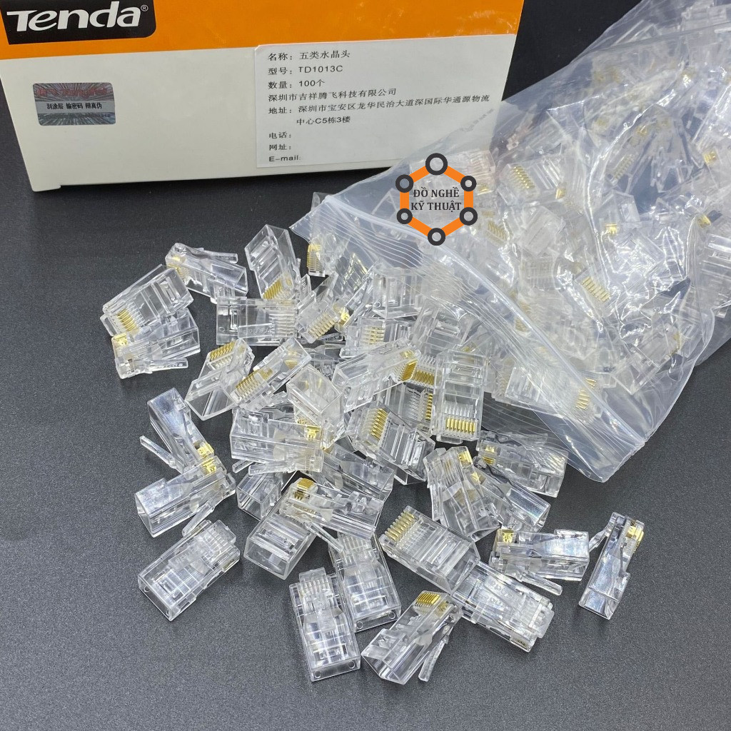 Hạt mạng rj45 TPlink / Tenda / AMP / COB chuẩn Cat5E / Cat6 100 hạt chân đồng loại tốt
