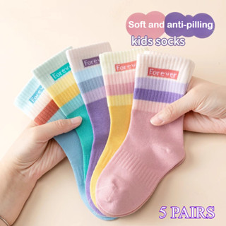 5 Đôi Tất Bé Gái Thoáng Khí Giữa Bắp Chân Tất Trẻ Em Phong Cách Mùa Thu Tất Thể Thao Học Sinh 1-14 Tuổi