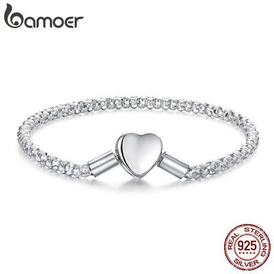 Bamoer Bạc 925 Vòng Tay Trái Tim Tình Yêu Galaxy Nền Dây Chuyền Trang Sức Thời Trang Nữ Quà Tặng