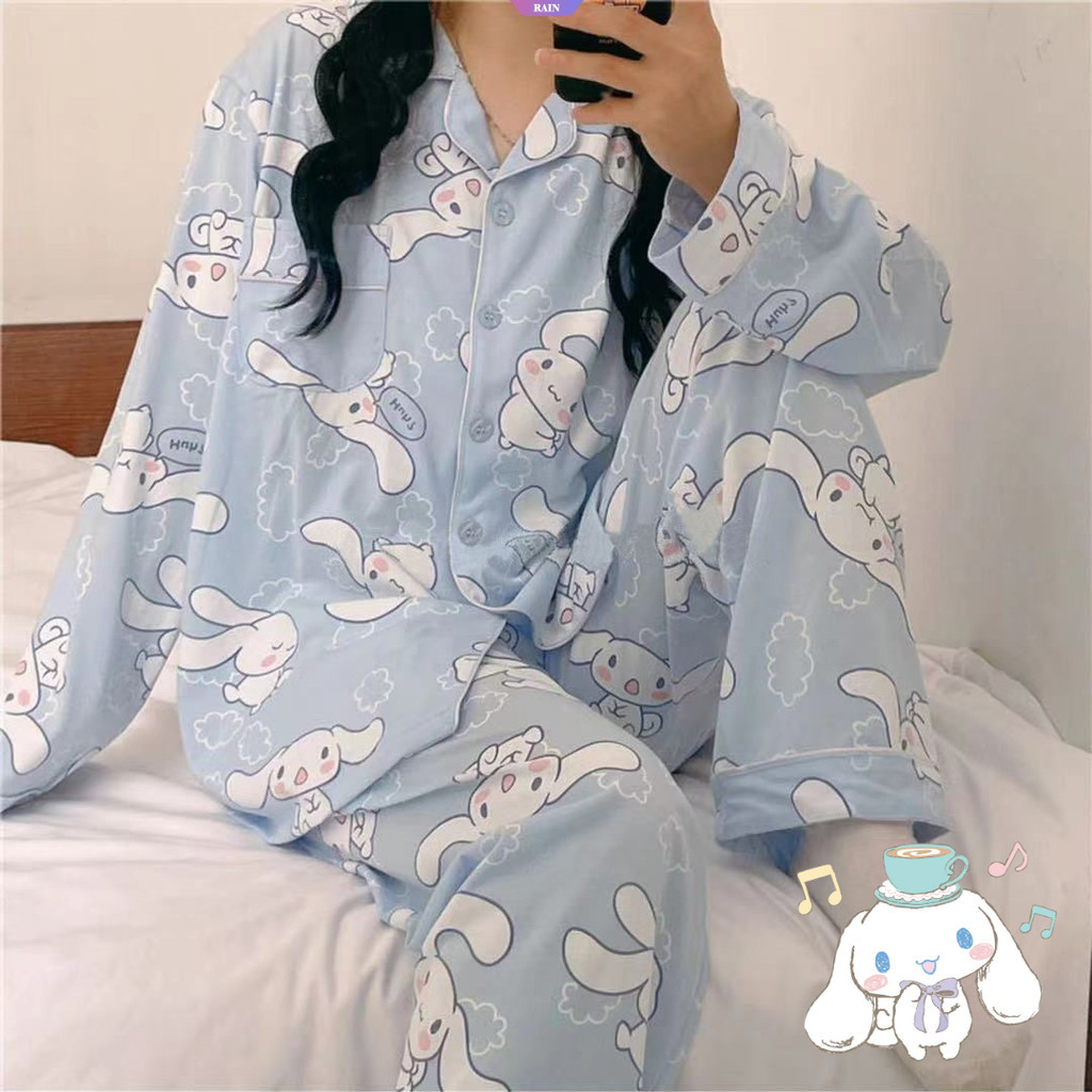 Phiên bản Hàn Quốc Sanrio Net Red Cinnamoroll Bộ đồ ngủ nữ ngọt ngào và dễ thương Trang phục mùa xuân tại nhà [RAIN]