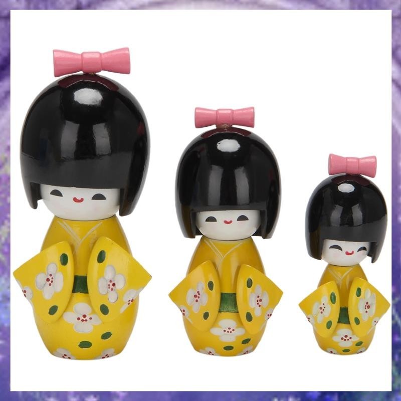 [G R Z Y] 1 Bộ Dễ Thương Handmade Phương Đông Nhật Bản Kokeshi Búp Bê Gỗ Cô Gái Quà Tặng Trang Trí Đồ trang trí Trang Trí