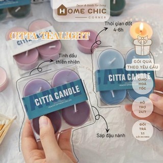 Set 4 nến thơm citta mini thơm phòng, giải tỏa căng thẳng, nhận gói kèm quà | Home Chic Corner