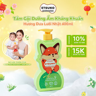 Sữa Tắm Gội ETSUKO Hương Dưa Lưới Nhật 400ml Dưỡng Ẩm Dịu Nhẹ Kháng Khuẩn Bảo Vệ Cho Bé, An Toàn Cho Da Nhạy Cảm