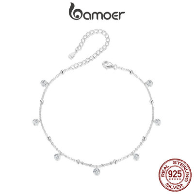 Bamoer 925 Sterling Sliver Vòng Chân Vòng Tay Dazzling Zirconia Thiết Kế Trang Sức Quà Tặng Cho Nữ