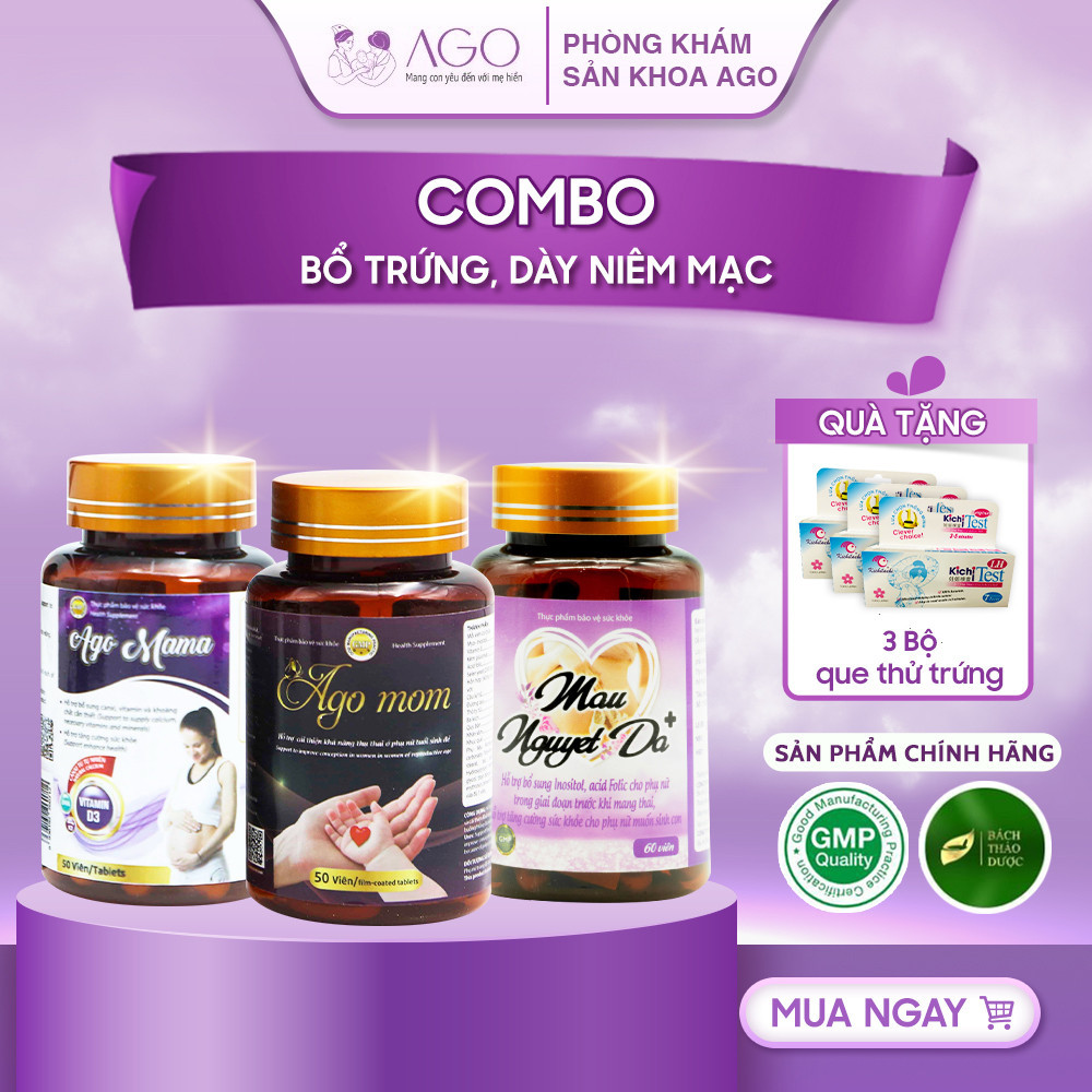 Combo Liệu trình AGO MOM sản sinh tăng cường chất lượng trứng,làm dày niêm mạc,tăng khả năng đậu thai,chống lưu sẩy thai