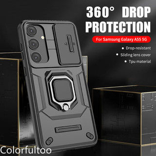 Vỏ Chống Sốc Giáp Cho Samsung Galaxy A16 A55 A35 A15 4G 5G Đẩy Kéo Trượt Bảo Vệ Camera PC Cứng Ốp lưng Chống Rơi Giá Đỡ Giá Đỡ Ốp Lưng Cho A 55