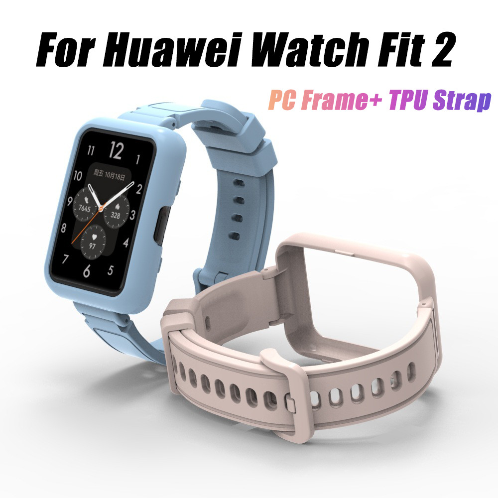 Ốp Lưng Silicon + Dây Đeo Cho Huawei Watch Fit 2 Đồng Hồ Thông Minh Thay Thế Nẹp Dây Đeo Tay Cho Hua