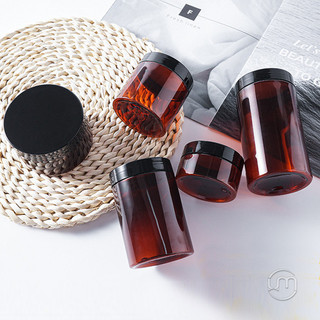 Hũ nhựa PET nâu, nắp vặn đen