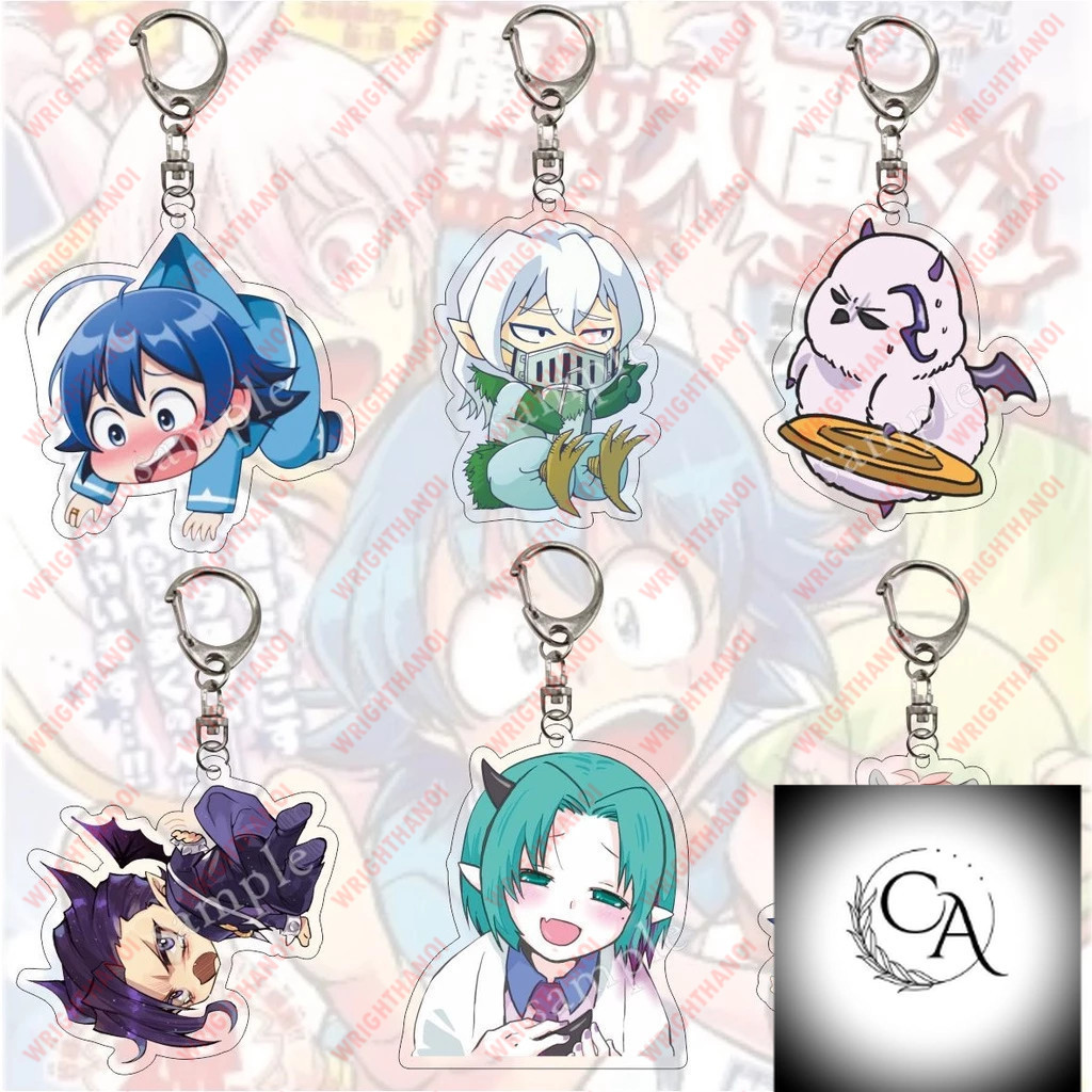 Móc khoá Mairimashita Iruma-kun nhân vật Suzuki Iruma, Clara Valac in hình nhân vật 2 mặt acrylic