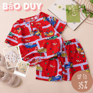 Bộ quần áo trẻ em vải Tôn BÉ TRAI TAY NGẮN  Bảo Duy Size 1-16 cho bé trai 5-55kg