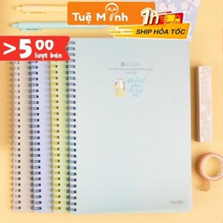  Vở Klong dotgrid B5 80 120 200 trang VPP Tuệ Minh lò xo kép bìa nhựa màu Pastel tập sổ Klong ruột chấm dot grid 