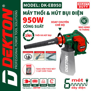 Máy thổi và hút bụi điện 2 trong 1 950w Dekton DK-EB950 Màu Xanh và Xám