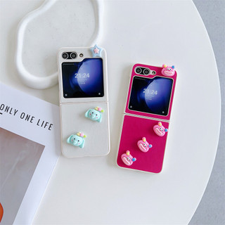 Ốp Da PU Thời Trang Cho Samsung Galaxy Z Flip 4 ZFlip 3 Z Flip 5 Diy Búp Bê Dễ Thương Cứng Chống Sốc Ốp Điện Thoại Cho Samsung Z Flip 3 5 4