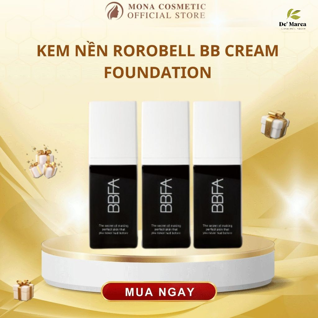 Kem nền Rorobell BB Cream Foundation Siêu Mềm Mướt, Căng Bóng, Che Phủ Mọi Khuyết Điểm, Siêu Lì, Cho