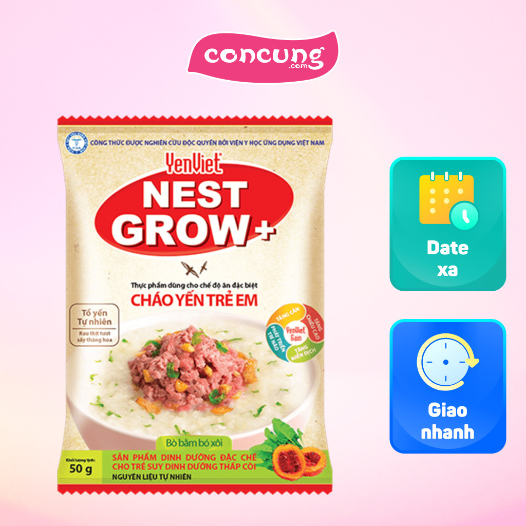 Cháo Yến Trẻ Em YenViet Nest Grow - Bò Bằm Bó Xôi 50g