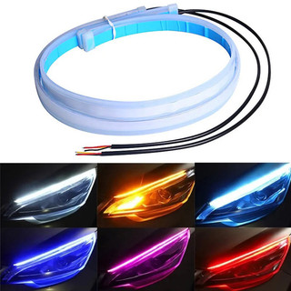 2 đèn led drl xe chạy ban ngày, dải chống thấm nước linh hoạt, đèn pha tự động, tín hiệu bật trắng, đèn chảy phanh vàng, 12v,