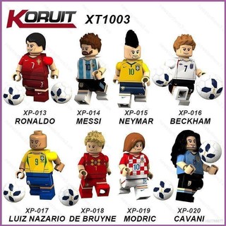 Lego Series World Cup Ngôi sao bóng đá Nhân vật hành động Messi Neymar Ronaldo Beckham Khối xây dựng lắp ráp hạt nhỏ M