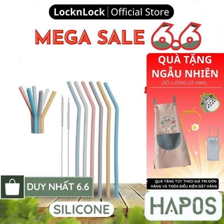 Bộ 6 ống hút silicone LocknLock và 2 cọ rửa Chính hãng, tái sử dụng không độc hại TLL080 - HAPOS OFFICIAL
