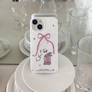 Ốp lưng Sfot Cover Tương thích với iPhone 11 12 12Pro 12ProMax 13 13Pro 13ProMax 14 14Pro 14ProMax 15 15Pro 15ProMax Ốp lưng họa tiết thỏ màu xám nơ
