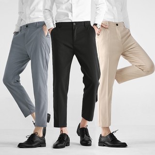 Phong Cách Kinh Doanh Quần Mắt Cá Chân Thời Trang Nam slim Thoải Mái Quần Co Giãn Nam slim-fit Quần Chín Điểm Mùa Hè slim Thẳng Chân Chín Điểm Quần Crop Thường Ngày