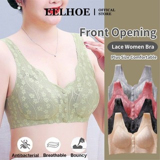 EELHOE 4 Khóa Mở Trước Áo Lót Ren Mẹ Phụ Nữ Cỡ Lớn Áo Ngực Không Viền M-3xl Quần Lót Nữ Mềm Mại Thoáng Khí Thân Thiện Với Làn Da Đồ Lót Miiki_vn