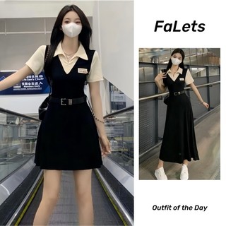 Váy body dáng dài váy basic hàn quốc váy sang chảnh đầm maxi bigsize Ve Áo Tính Khí Váy Ngắn Tay Nữ Preppy Phong Cách Váy Mùa Hè
