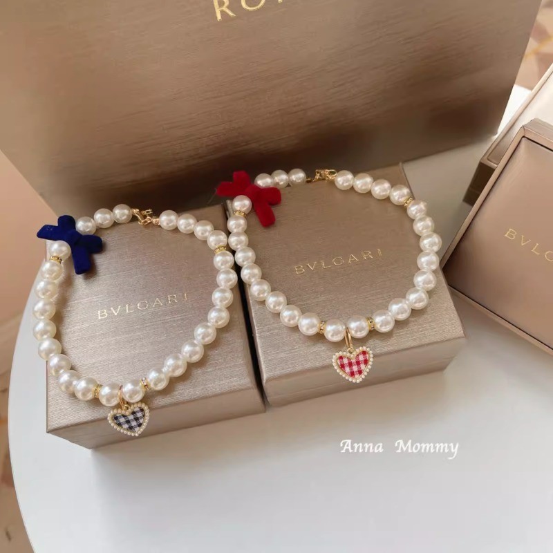 Vòng cổ chó Mèo cưng Cat Love Pearl Vòng cổ Chanal Style