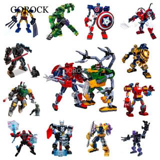  Gorock Marvel Star Wars Spider Man   Iron Man   Captain America Mecha cậu bé và bé gái Khối đồ chơi 