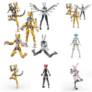 Bộ khối xây dựng SKJK Bunny Girls, Robot Bunny Girls With Movable Joints Female Angel Robot Bricks Toy, Nhân vật Gạch MOC Mobile Suit Girl Mecha Cha mẹ-Con mẫu giáo