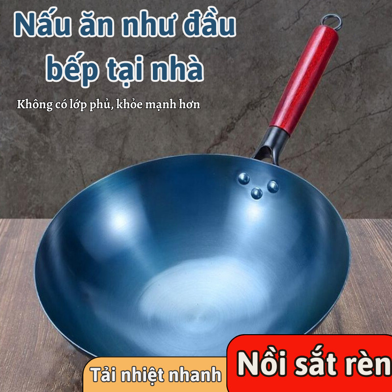 Chảo Thép Cacbon Cán Gỗ Sồi Lily's Decor House Chuyên Dùng Nhà Hàng Ba Size Lựa Chọn