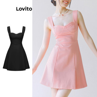 Đầm Lovito viền nổi màu trơn thanh lịch cho nữ L80ED300