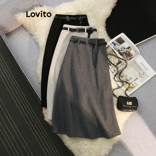 Chân váy Lovito lưng cao màu trơn phong cách thanh lịch cho nữ LNL51225