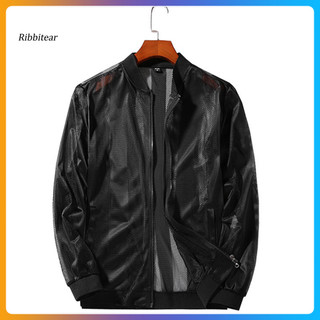 < Ribbitear > Áo khoác chống nắng dài tay cổ đứng thoáng khí siêu mỏng rỗng dành cho nam Áo khoác chống nắng dạo phố